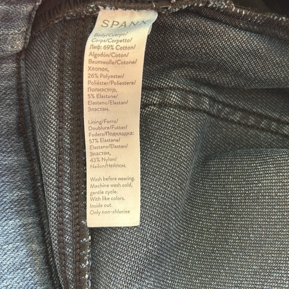 SPANX Jean-ish Ankle Leggings Dark Blue Wash Skinny Jeans Size Medium Stretchy - Picture 11 of 11